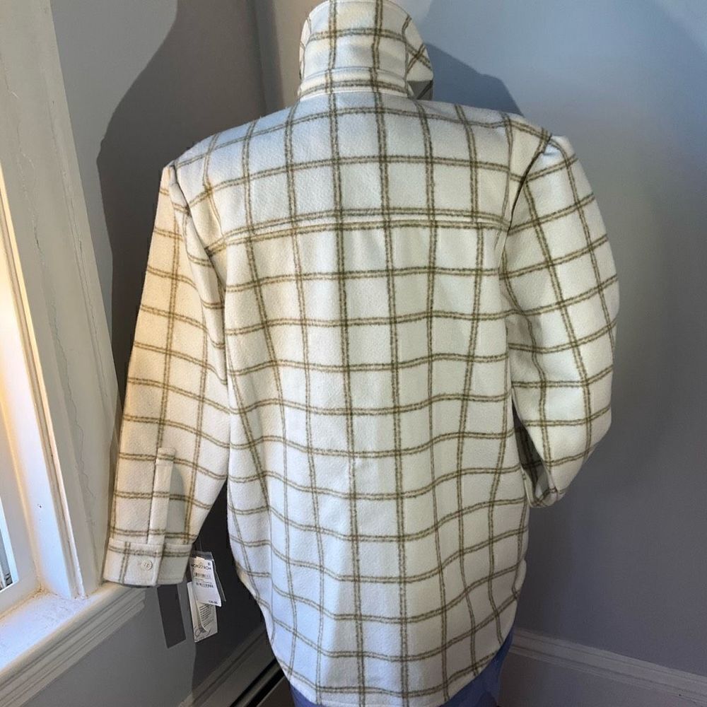 Treasure & Bond Plaid Puff Sleeve Jacket, Ivory Carsonpane. Large. Nwt — image 6 of 8